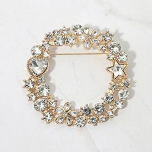 Rhinestone Star Flower Heart Cluster Wreath Pin Brooch ( 3 options)